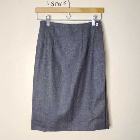 Vintage Wool Wrap Skirt 4 Gray Classic Preppy Academia Holiday Timeless Talbots - Picture 2 of 8